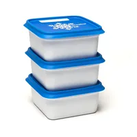 Amuse Alaska A-000076 Gefrierdosen / Frischhaltedosen-Set zum Einfrieren als Aufbewahrungsboxen, in Profi-Qualität, eckig, 3 x 500 ml blaue Vorratsdosen luftdicht