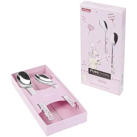Puresigns Topis Babybesteck 2-teilig Edelstahl Rosa/Weiß