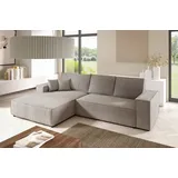 bromarkt Ecksofa PABLO L-Form mit Schlaffunktion, Sofa Cord Schlafcouch mit Bettkasten Couch - Beige