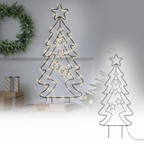 ECD Germany LED Gartenstecker Weihnachtsbaum Tanne 87cm 90 LEDs Warmweiß 6 Std Timer Batteriebetrieben Innen/Außen Metall LED Baum Weihnachten Dekoration Garten Deko Tannenbaum beleuchtet Lichterbaum