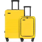 ETERNITIVE - Hartschalenkoffer Set - Klein und Mittel I Leichter Rollkoffer aus ABS I Größe: 65,5cm & 55 cm I Reisekoffer mit Rollen 360° I Handgepäck 40L & 62,5LI Trolley mit TSA-Schloss I Gelb