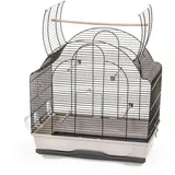 Ollesch Vogelkäfig Vogelkäfig Wellensittich Kanarien mit Freisitz Sand/Schwarz 65 cm