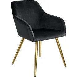 TECTAKE Esszimmerstuhl Marilyn Samtoptik, goldene Stuhlbeine  2er Set
