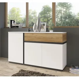 Home Affaire Sideboard Novena 154,8 x 87,6 x 40 cm Alpinweiß / Catania Eiche / Schwarz