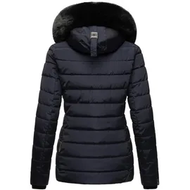 Navahoo Damen warme Winter Steppjacke mit abnehmbarer Kunstfell-Kapuze Milianaa Navy Gr. S - S