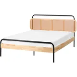 Beliani Bett mit Lattenrost Rattan Boussicourt 140 x 200 cm Hellbraun