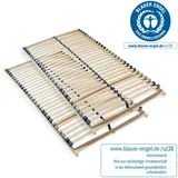 Sleepneo Lattenrost 200x200, Ergonomischer 7 Zonen Lattenrost aus Buchenholz, 28 Latten, Hergestellt in Deutschland, 2x 100x200cm Lattenrost, Traglast 150Kg