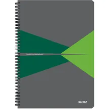 Leitz Office Collegeblock A4 kariert, Notizbuch mit Spiralbindung, PP-Einband, 360 Grad Öffnung, 180 Seiten / 90 Blatt FSC-zertifiziertes Papier (80 g/m2), für Büro & Schule, Grün,