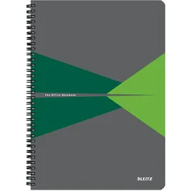 Leitz Office Collegeblock A4 kariert, Notizbuch mit Spiralbindung, PP-Einband, 360 Grad Öffnung, 180 Seiten / 90 Blatt FSC-zertifiziertes Papier (80 g/m2), für Büro & Schule, Grün,