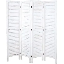 Paravent MCW-G30, Trennwand Sichtschutz Raumteiler, Shabby-Look 170x162cm ~ weiß