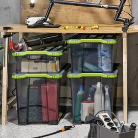 Rotho Evo Total Aufbewahrungsbox 44l mit Deckel grau/grün
