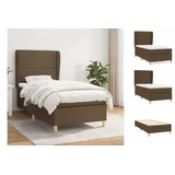 vidaXL Boxspringbett mit Matratze Dunkelbraun 90x190 cm Stoff