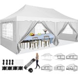 HOTEEL Pavillon 3x6 Wasserdicht Stabil Winterfest Faltpavillon 3x6 Mit 6 SeitenwäNden Partyzelt 3x6 UV-Schutz 50+, Aufbewahrungstasche Mit Rollen, FüR Party Outdoor Garten Hochzeit,Camping,Markt