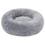 FriendlyDog Hundebett rund Donut Hundekorb Katzenbett flauschig (XL) Ø100cm hellgrau