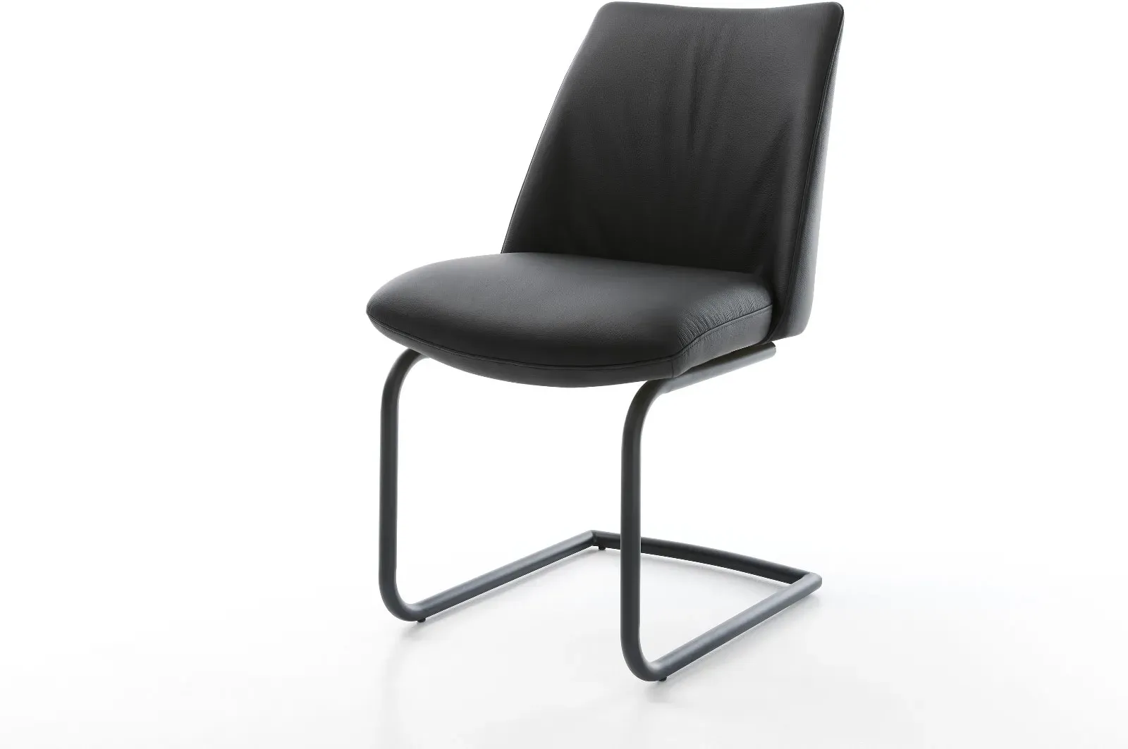 DELIFE Cantilever Elso-Flex cuir de vache noir pied cantilever rond noir ressorts ensachés, Chaises de salle à manger