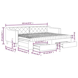vidaXL Tagesbett Ausziehbar mit Schubladen Taupe 80x200 cm Stoff