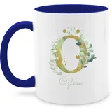 Tasse Tassen 325ml - Anfangsbuchstabe - Buchstabe Name - Persönliches individuelles Geschenk selbst gestalten bedrucken mit Namen Geschenkidee Geschenk mit Namen - 325 ml - Dunkelblau