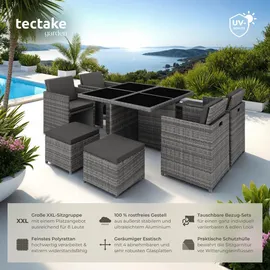Tectake tectake® Rattan Sitzgruppe Manhattan mit Aluminiumgestell,