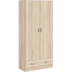 Kleiderschrank INOSIGN "Space Drehtürenschrank, Aufbewahrung Kasten Schrank Stauraum", braun (eiche), B:79,4cm H:170,4cm T:35,7cm, Spanplatte, Schränke, Kinderkleiderschrank Kleiderschrank Drehtürenschrank, 2 Türen, 3 Einlegeböden und 1 breite Schublade, Breite 79 cm