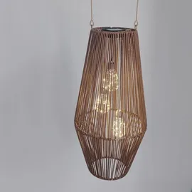 Formano Laterne Rattan 55 cm 3 LED Birnen Solar Dämmerungssensor braun