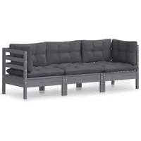 vidaXL 3-Sitzer-Gartensofa grau