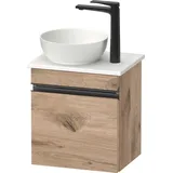 Duravit Sivida Konsolenwaschtischunterbau, Türanschlag links, Griffleiste Diamantschwarz Matt, 400x325x440mm, SV4656LBD550000, Farbe: eiche marmoriert