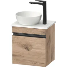 Duravit Sivida Konsolenwaschtischunterbau, Türanschlag links, Griffleiste Diamantschwarz Matt, 400x325x440mm, SV4656LBD550000, Farbe: eiche marmoriert