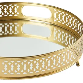 Marrakesch Orient & Mediterran Interior Spiegeltablett Serviertablett Deko Tablett Rund Nikita Gold