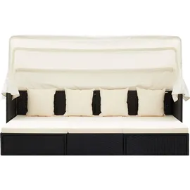 vidaXL Polyrattan Sonnenbett wasserabweisend schwarz