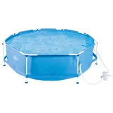 CRIVIT Metal-Frame-Pool, Ø 300 x H 76 cm, inkl. Filterpumpe max. 4.383 Liter