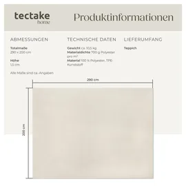 Tectake Kurzflorteppich Soft Zone - creme, 200 x 290 cm