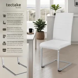 Tectake tectake® Schwingstühle Kunstleder 4er Set Schwingstuhl, gepolstert mit Kunstlederbezug, flaches Stahlgestell in C-Form, 41 x 52 x 99 cm