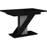 MIRJAN24 Esstisch Meva, Design Tisch, Esszimmer, Stilvoll Ausziehbar Esszimmertisch (Farbe: Schwarz Hochglanz / Beton) - Grau/Schwarz