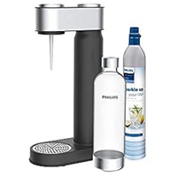 Philips ADD4902BK/10 GoZero Wassersprudler, 3x 1 L Design Kunststoff-Flasche, CO2 Zylinder, Schwarz