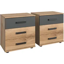 WIMEX Nachttisch WIMEX "Stockholm, Nachtkommode 52cm breit, Made in Germany", grau (eichefarben, grau), B:52cm H:58cm T:38cm, Pflegeleichte Kunststoffoberfläche, Griffe aus Kunststoff, schwarz, Schubkästen auf Metalllaufleisten, Tische, Nachttisch, Industrial