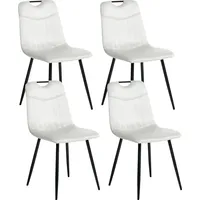 Beliani Esszimmerstühle 4er Set Cremeweiß mit Schwarzen Beinen Ohne