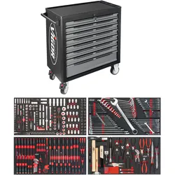 VIGOR Werkstattwagen Series XL, Kunststoff-Arbeitsplatte, mit Sortiment, V4542, Anzahl Werkzeuge: 37