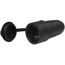 Gummi-Schutzkontakt-Kupplung McPower, schwarz, spritzwassergeschützt, mit Deckel
