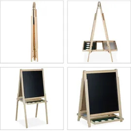 Relaxdays 2 in 1 Kindertafel mit Zubehör Hellbraun,Schwarz