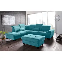 PLACES OF STYLE Ecksofa »Cornwall L-Form«, incl. Sitztiefenverstellung, mit Bettfunktion und Kopfteilverstellung blau