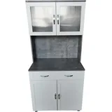 Hti-Living Küchenbuffet mit Glasteil 184 x 80 x 40 cm BETON WEISS BLANCA