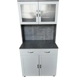 Hti-Living Küchenbuffet mit Glasteil 184 x 80 x 40 cm BETON WEISS BLANCA