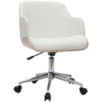 Miliboo Design-Bürostuhl in Weiß mit hellem Holz SANDRO