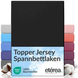 etérea Himmlische Qualität Spannbettlaken Jersey-Baumwolle 140 x 200 - 160 x 200 cm Schwarz