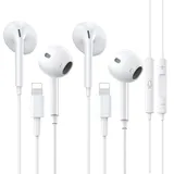 2 Pack iPhone-Kopfhörer mit Kabel, [MFI-Zertifiziert] In-Ear-Kopfhörer mit Mikrofon und Lautstärkeregler, Geräuschisolierende Kabelgebundene Ohrhörer für iPhone 14/13/12/SE/11/X/8/7 Alle iOS-Systeme