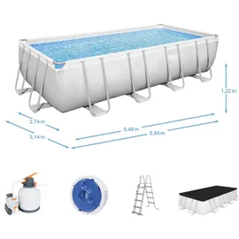 BESTWAY Power Steel Frame Pool Set 549 x 274 x 122 cm inkl. Sandfilteranlage 56466