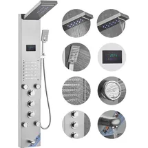 Vevor Duschpaneelsystem, 6 Duschmodi, LED- und Bildschirm-Wasserkraft-Duschpaneelturm, Regenfall, Wasserfall, 5 Massagedüsen, Wannenauslauf, Handbrause, wandmontiertes Duschset aus Edelstahl