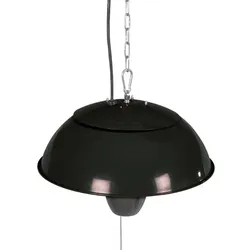 Perel Terrassen-Heizstrahler, 1500 W, Halogen, Deckenmontage, Zugschalter, Kette, 1 Heizstufe, spritzwassergeschützt, Metall, Schwarz