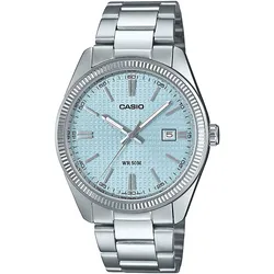 Quarzuhr, silberfarben, hellblau, CASIO TIMELESS COLLECTION, Armbanduhren, Herren, Armbanduhr, Herrenuhr, Damenuhr, Edelstahlarmband, Datum, Neo-Display