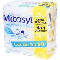 Mitosyl Lingettes à l'eau, Offre spéciale 4 + 1 gratuit - Lot de 5x60 Lingette(S)